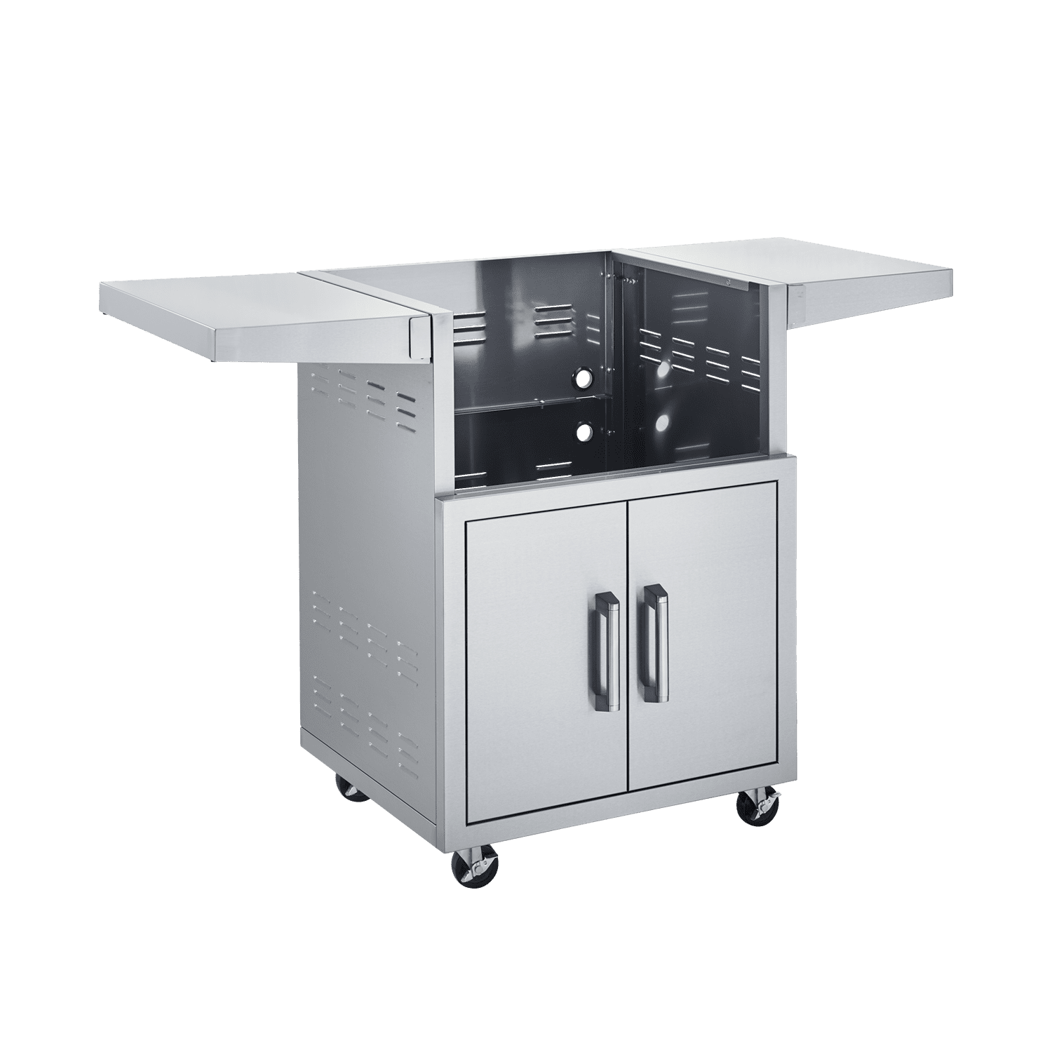 Broilmaster Stainless Steel Cart, 26-in., with 2 doors and 2 fold-down side shelves