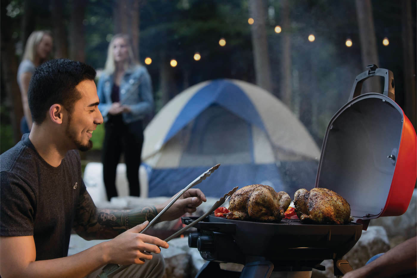 TravelQ 285 Portable Propane Gas Grill with Griddle, Red