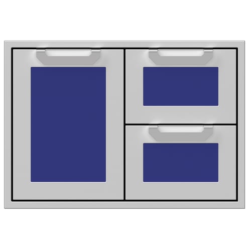 Hestan 30" Double Drawer & Storage Door Combo Recessed Marquise Acc - Bora Bora Blue