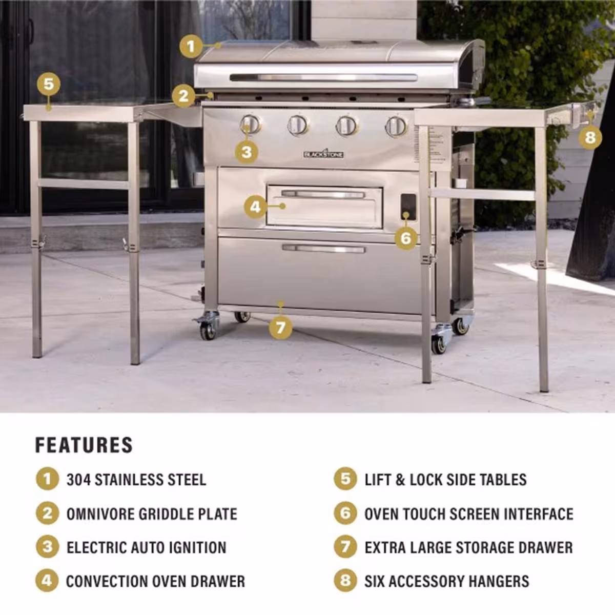 Blackstone--Select 36 inch Griddle Air Fryer Combo with dual side tables and storage drawers