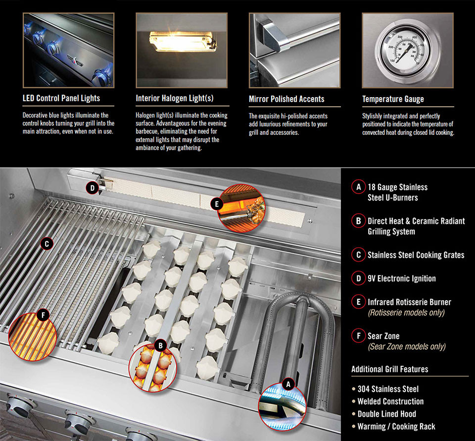 Delta Heat Gas Grill - 32 Inch Silver W/ Rotisserie + Sear Burner (Rs Model) - Natural Gas