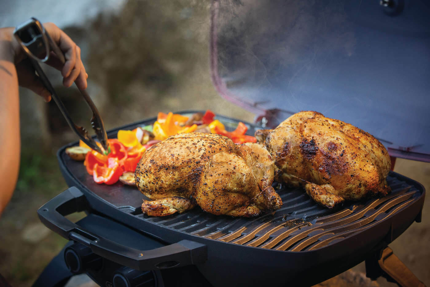TravelQ 285 Portable Propane Gas Grill with Griddle, Red