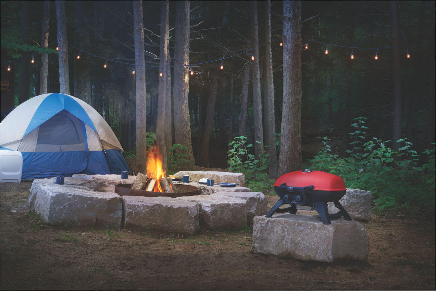 TravelQ 285 Portable Propane Gas Grill with Griddle, Red
