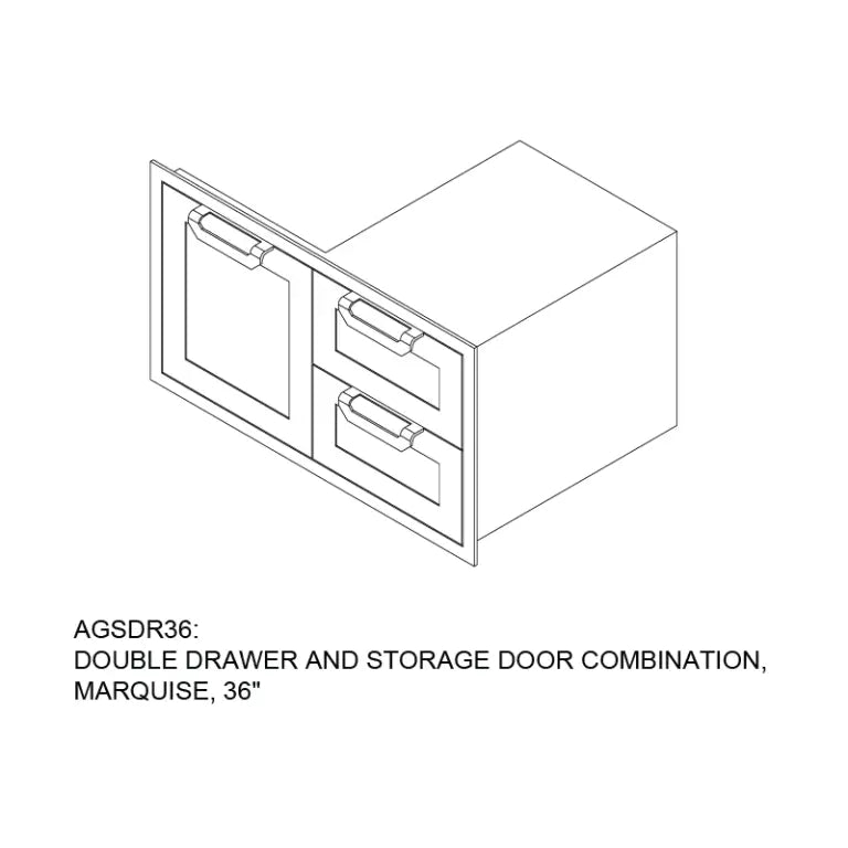 Hestan 36" Double Drawer & Storage Door Combo Recessed Marquise Acc