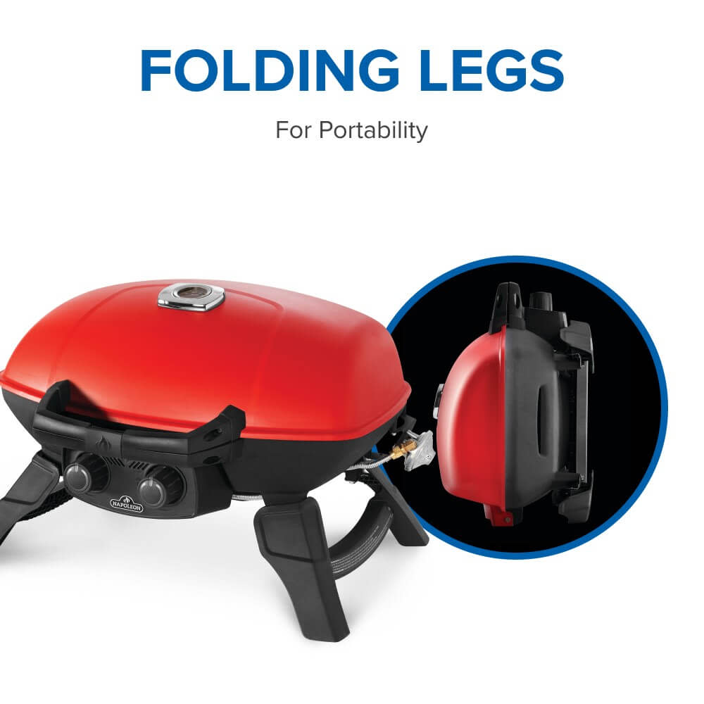 TravelQ 285 Portable Propane Gas Grill with Griddle, Red