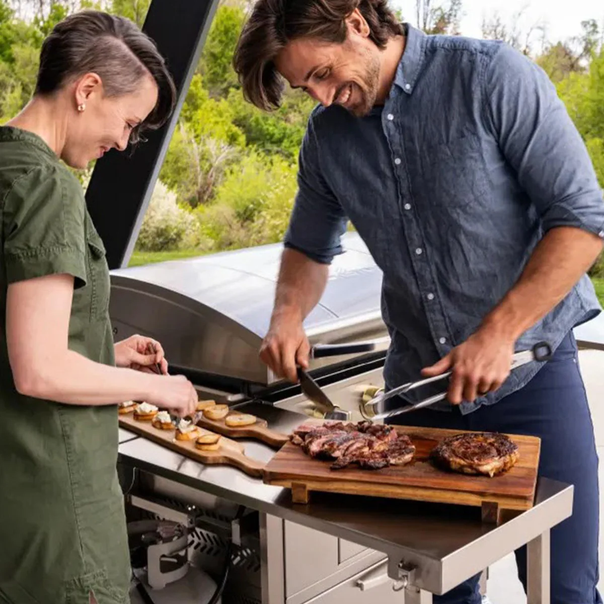Blackstone--Select 36 inch Griddle Air Fryer Combo with dual side tables and storage drawers