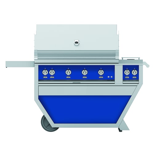 Hestan 42" Grill & Deluxe Cart 4 Trellis Burners Rotisserie - Liquid Propane - Bora Bora Blue