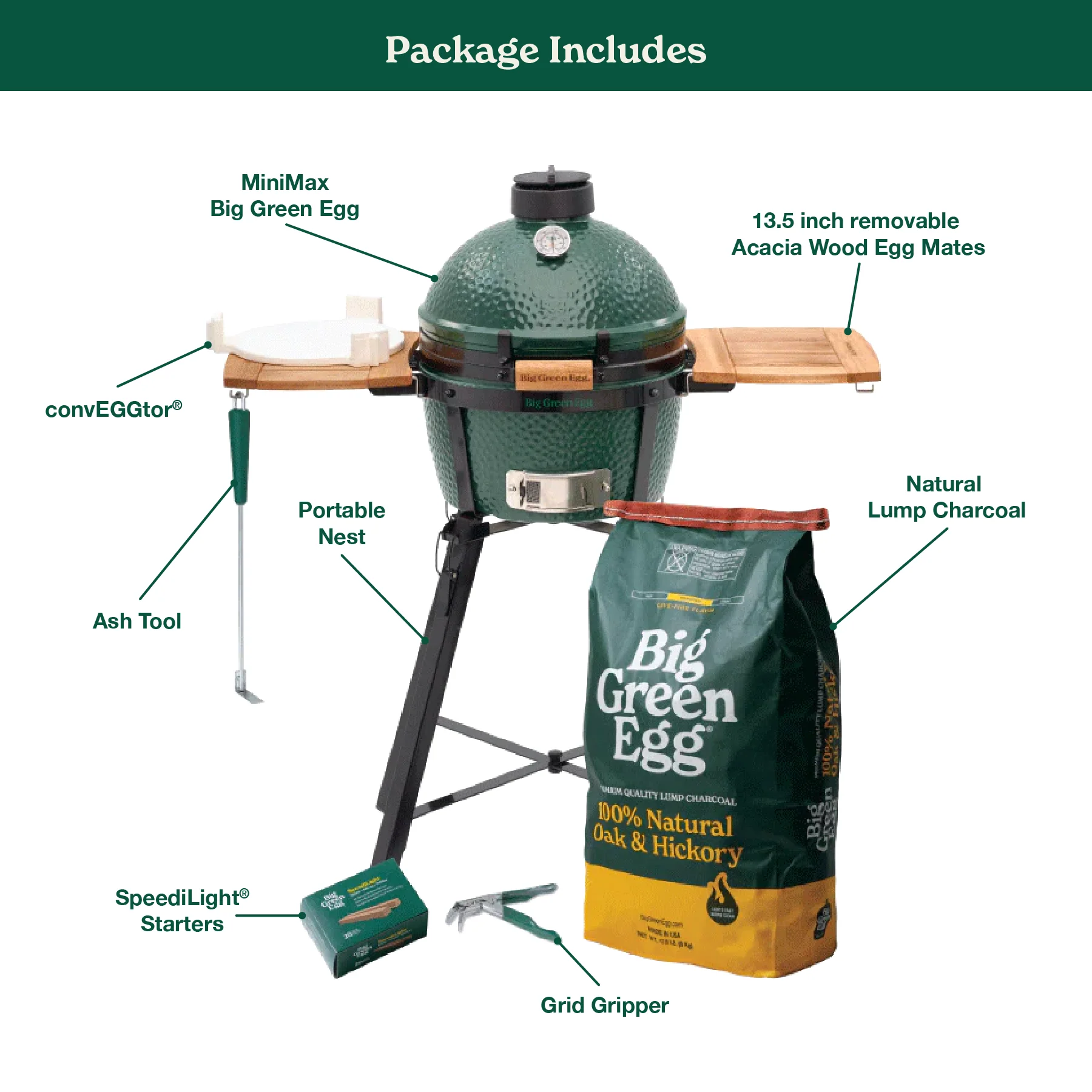 Big Green Egg Minimax Big Green Egg With Nest And Acacia Mates Package