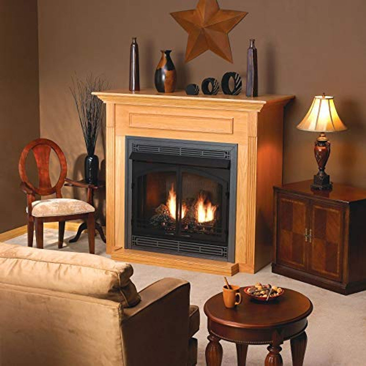 Empire Standard Corner Cabinet Mantel With Base - Oak - Embc3So